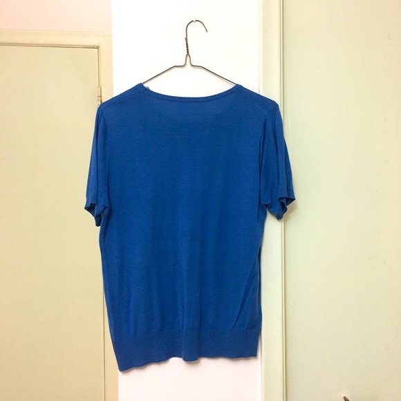 Medium Blue Sweater Jeweled with Golden Cherries - Picture 2 of 4